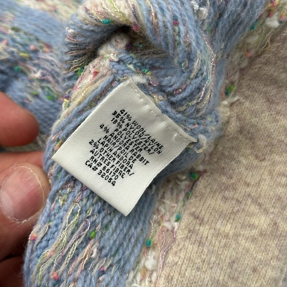 Charlie & Robin Med Anthropologie Blue Wool Blend Snap Button Up Knit cardigan - Picture 6 of 10